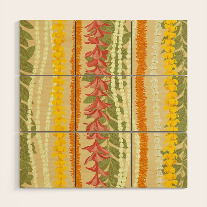 Pikake Lei, maile, plumeria, puakenikeni lei Wood Wall Art Gallery Image 1