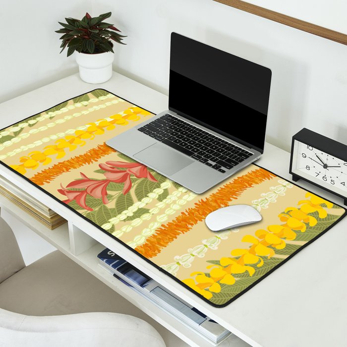 Pikake Lei, maile, plumeria, puakenikeni lei Desk Mat Gallery Image 2