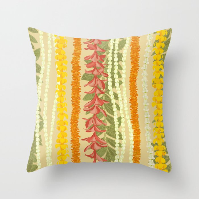 Pikake Lei, maile, plumeria, puakenikeni lei Throw Pillow Gallery Image 6