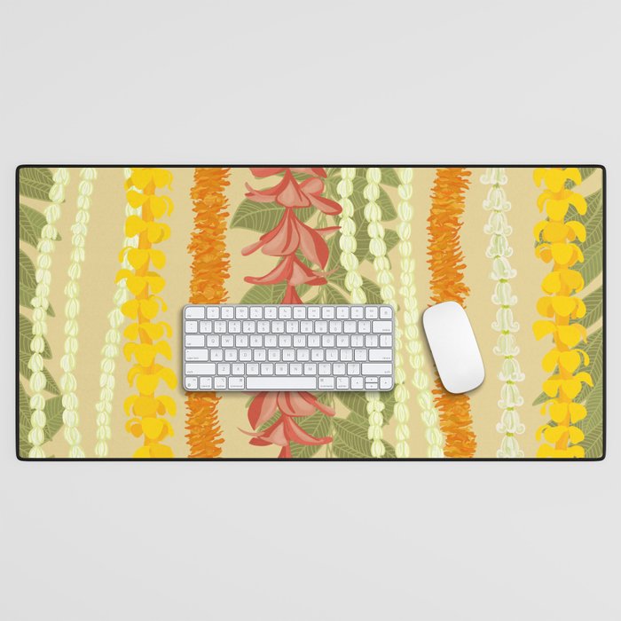 Pikake Lei, maile, plumeria, puakenikeni lei Desk Mat