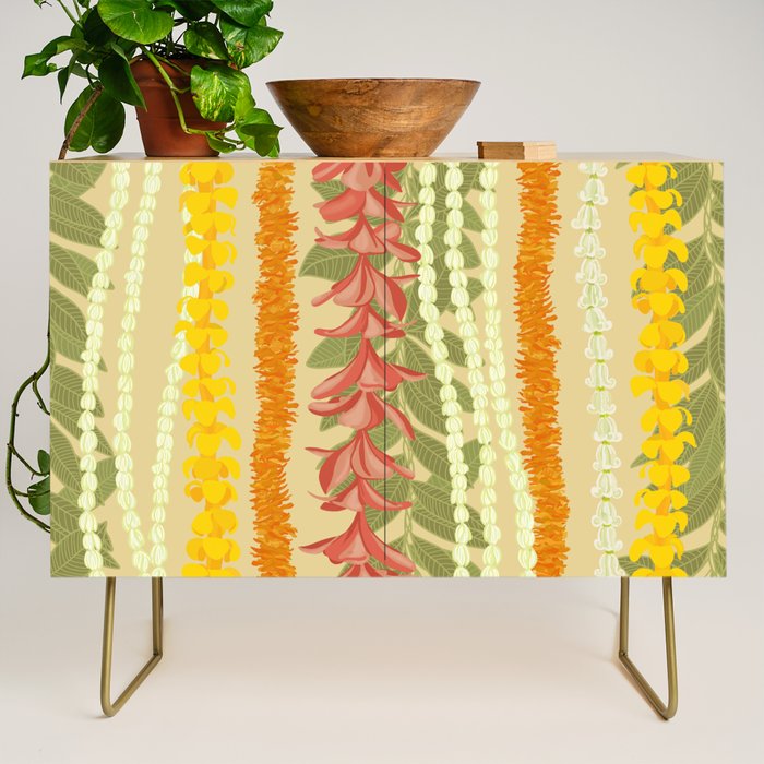 Pikake Lei, maile, plumeria, puakenikeni lei Credenza Gallery Image 1