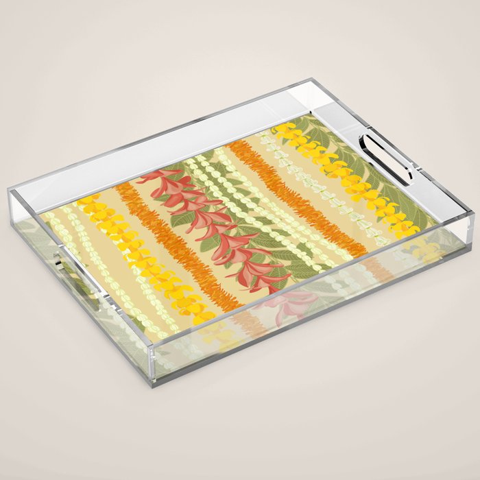 Pikake Lei, maile, plumeria, puakenikeni lei Acrylic Tray Gallery Image 1