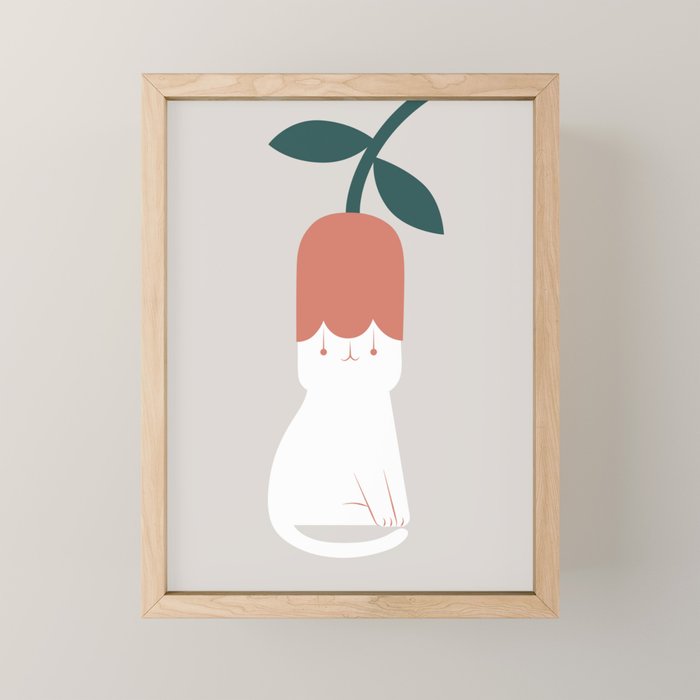 Cat and Plants: Flower Fragrance  Mini Art Print Gallery Image 1