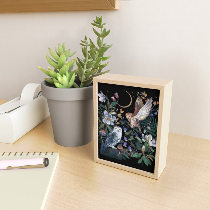 Owls Mushroom Magnolia Mini Art Print Gallery Image 2