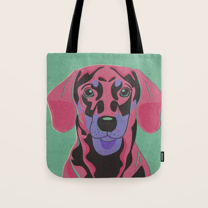 Abstract Dachshund in Pink and Purple Tote Bag Gallery Image 1