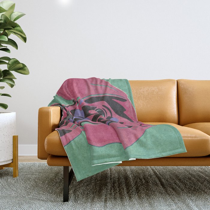 Abstract Dachshund in Pink and Purple Throw Blanket Gallery Image 1