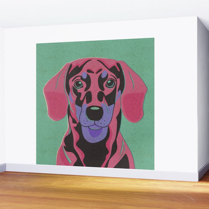 Abstract Dachshund in Pink and Purple Wall Mural Gallery Image 2