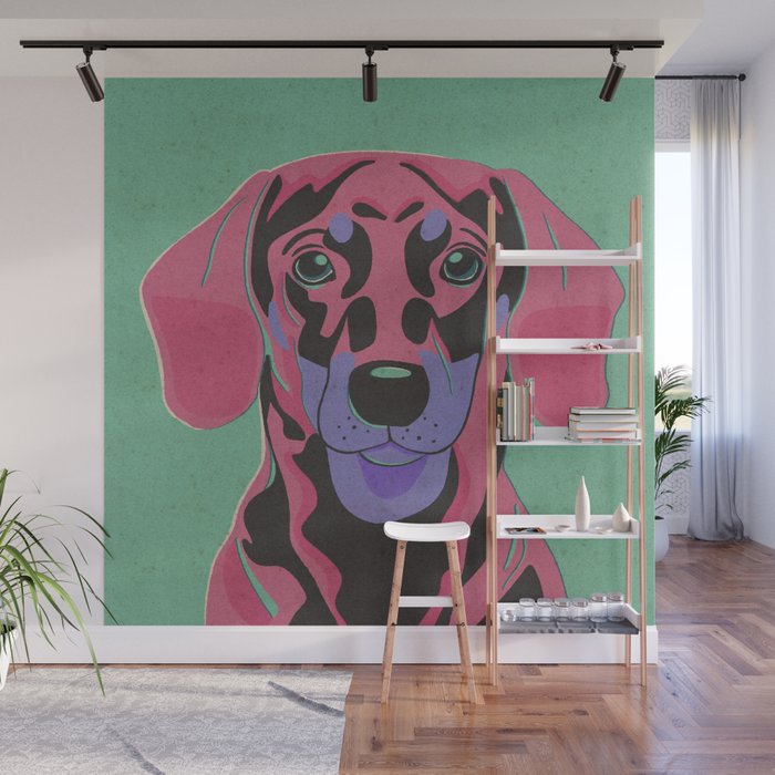 Abstract Dachshund in Pink and Purple Wall Mural Gallery Image 1