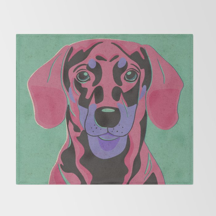 Abstract Dachshund in Pink and Purple Throw Blanket Gallery Image 2