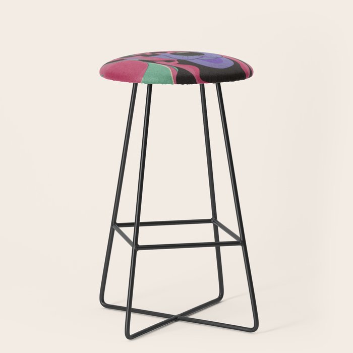 Abstract Dachshund in Pink and Purple Stool Gallery Image 1