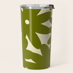 Retro 70s Bold Flowers Pattern Green Travel Mug Gallery Image 2