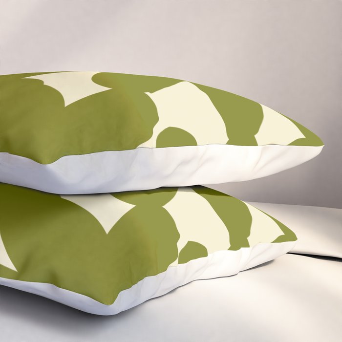Retro 70s Bold Flowers Pattern Green Pillow Sham Gallery Image 3