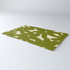 Retro 70s Bold Flowers Pattern Green Rug Gallery Image 3