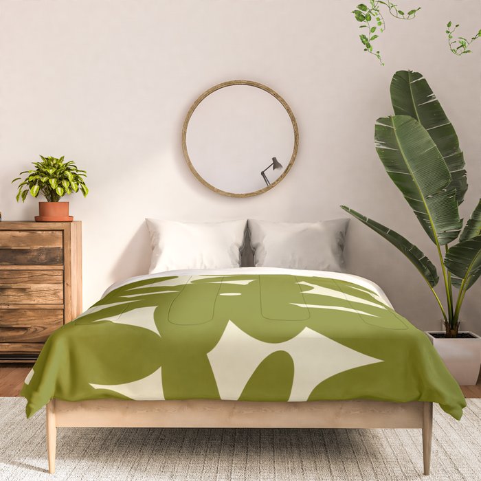 Retro 70s Bold Flowers Pattern Green Comforter Gallery Image 3