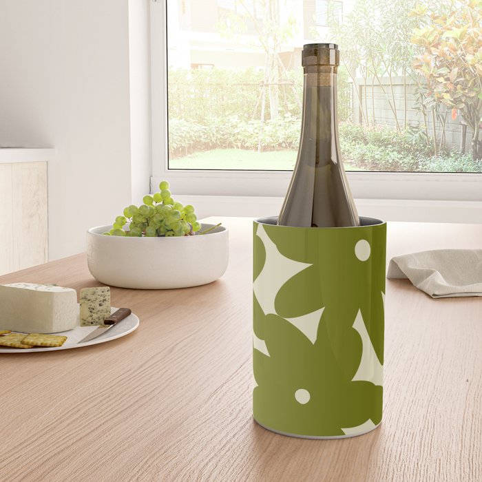 Retro 70s Bold Flowers Pattern Green Wine Chiller Gallery Image 4