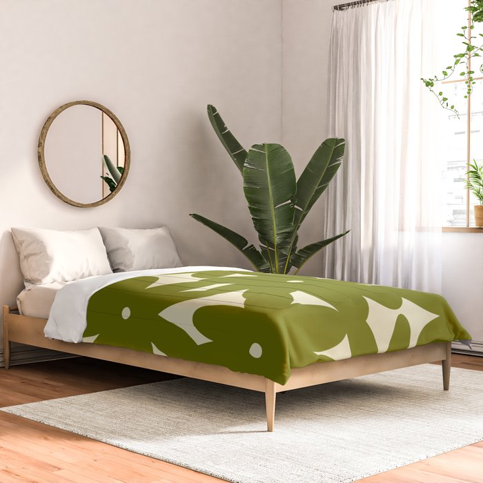 Retro 70s Bold Flowers Pattern Green Comforter Gallery Image 2