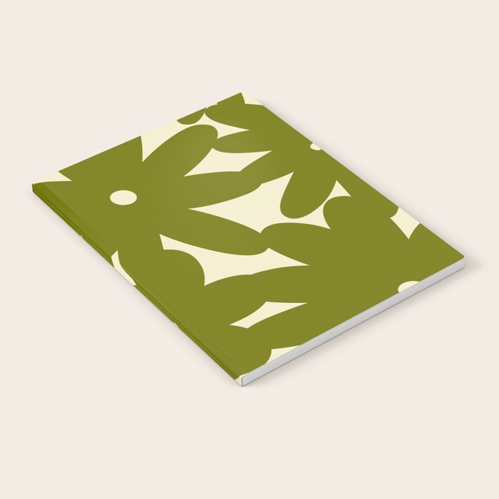Retro 70s Bold Flowers Pattern Green Notebook Gallery Image 2