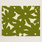 Retro 70s Bold Flowers Pattern Green Jigsaw Puzzle Gallery Image 1
