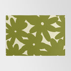 Retro 70s Bold Flowers Pattern Green Rug Gallery Image 2