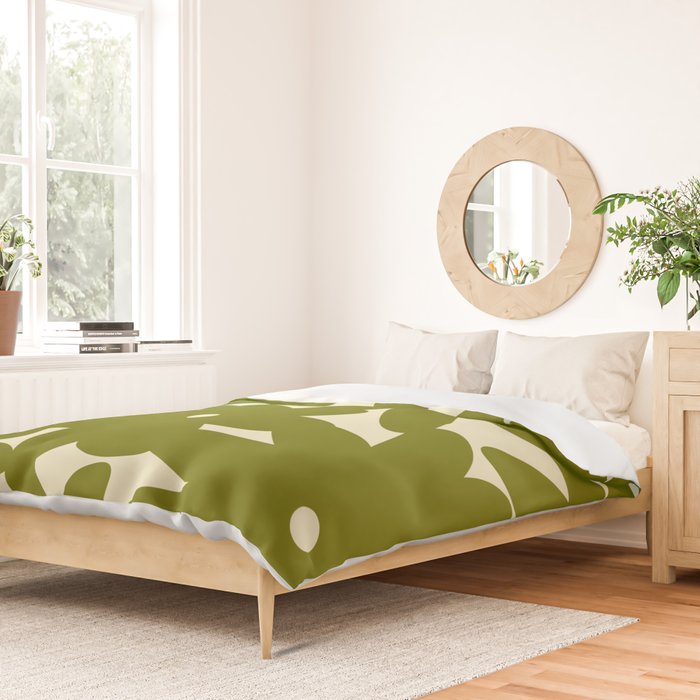 Retro 70s Bold Flowers Pattern Green Duvet Cover Gallery Image 2