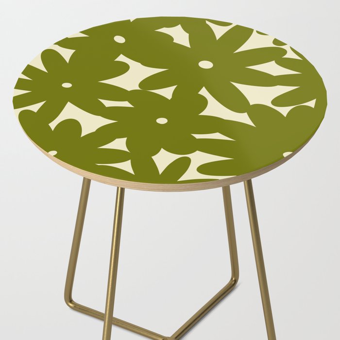 Retro 70s Bold Flowers Pattern Green Side Table Gallery Image 2