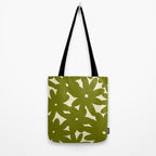 Retro 70s Bold Flowers Pattern Green Tote Bag Gallery Image 2