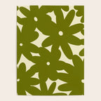 Retro 70s Bold Flowers Pattern Green Poster Gallery Image 4