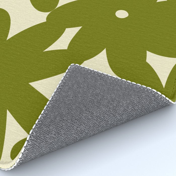 Retro 70s Bold Flowers Pattern Green Rug Gallery Image 4