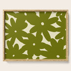 Retro 70s Bold Flowers Pattern Green Serving Tray Gallery Image 1
