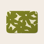 Retro 70s Bold Flowers Pattern Green Bath Mat Gallery Image 1