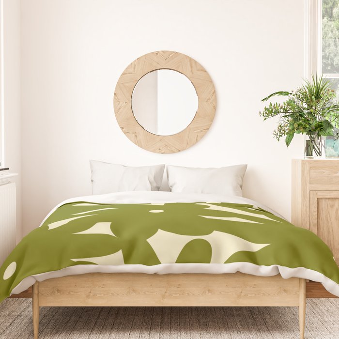 Retro 70s Bold Flowers Pattern Green Duvet Cover Gallery Image 3