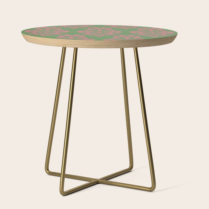 Victorian Pink Green Damask Pattern Side Table Gallery Image 1