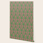 Victorian Pink Green Damask Pattern Wallpaper Gallery Image 2