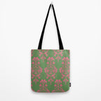 Victorian Pink Green Damask Pattern Tote Bag Gallery Image 2