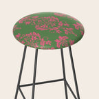 Victorian Pink Green Damask Pattern Stool Gallery Image 2
