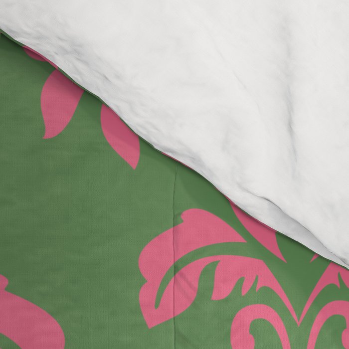 Victorian Pink Green Damask Pattern Comforter Gallery Image 4