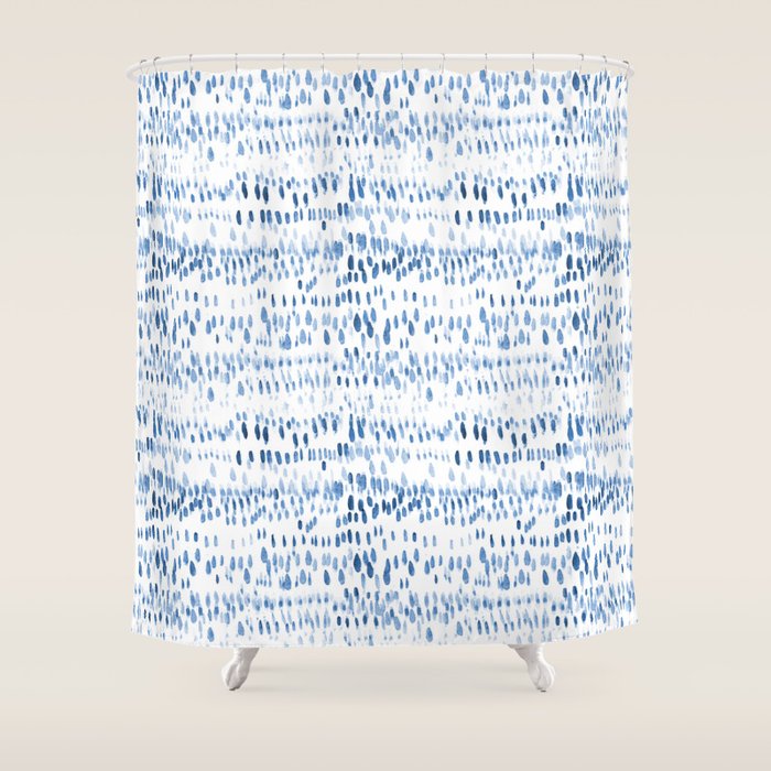 Baby blue boho vibes - watercolor brush strokes Shower Curtain Gallery Image 1
