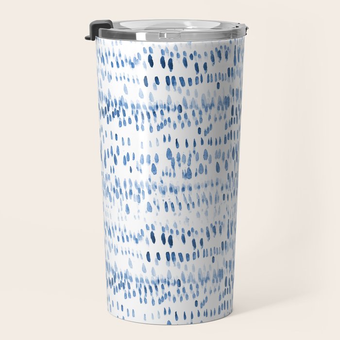 Baby blue boho vibes - watercolor brush strokes Travel Mug Gallery Image 3