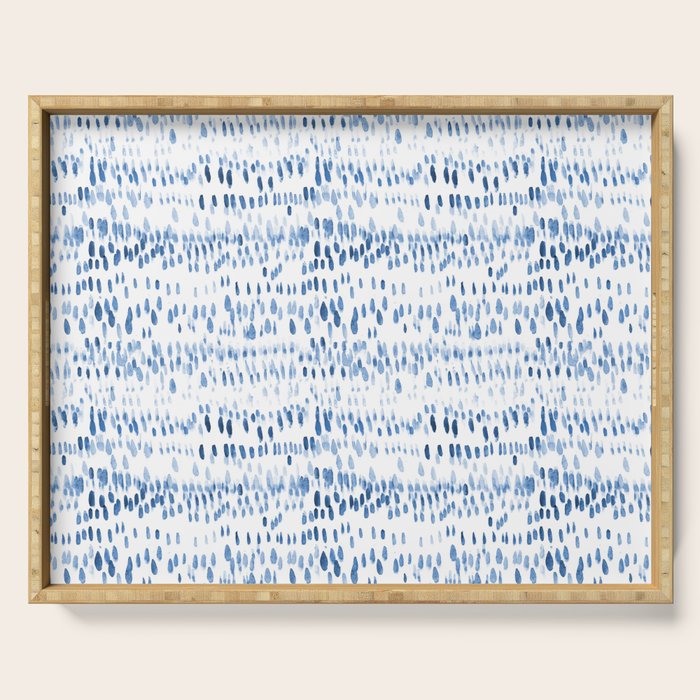 Baby blue boho vibes - watercolor brush strokes Serving Tray Gallery Image 1