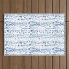 Baby blue boho vibes - watercolor brush strokes Outdoor Rug Gallery Image 1
