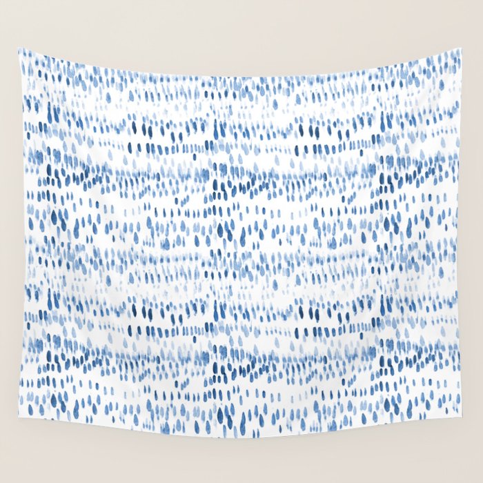 Baby blue boho vibes - watercolor brush strokes Wall Tapestry Gallery Image 4