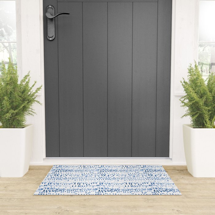 Baby blue boho vibes - watercolor brush strokes Welcome Mat Gallery Image 3