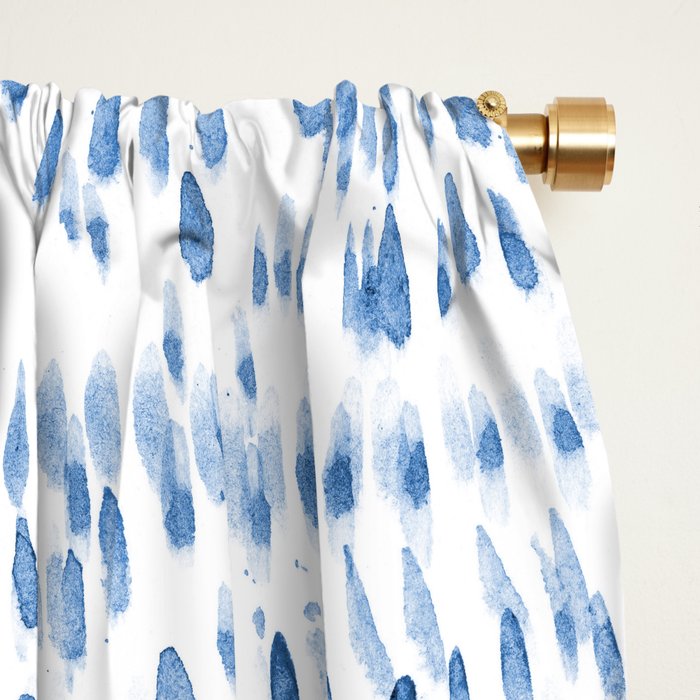 Baby blue boho vibes - watercolor brush strokes Window Curtain Gallery Image 2