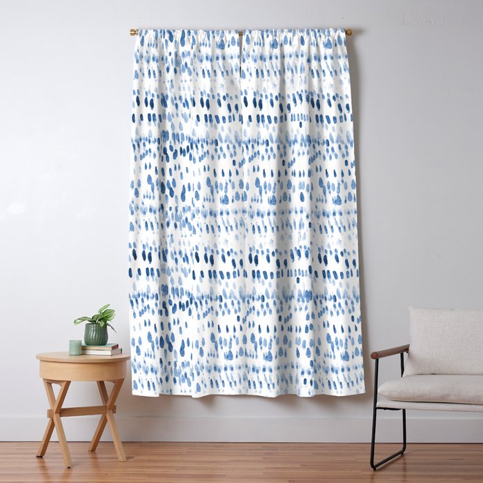 Baby blue boho vibes - watercolor brush strokes Window Curtain Gallery Image 5