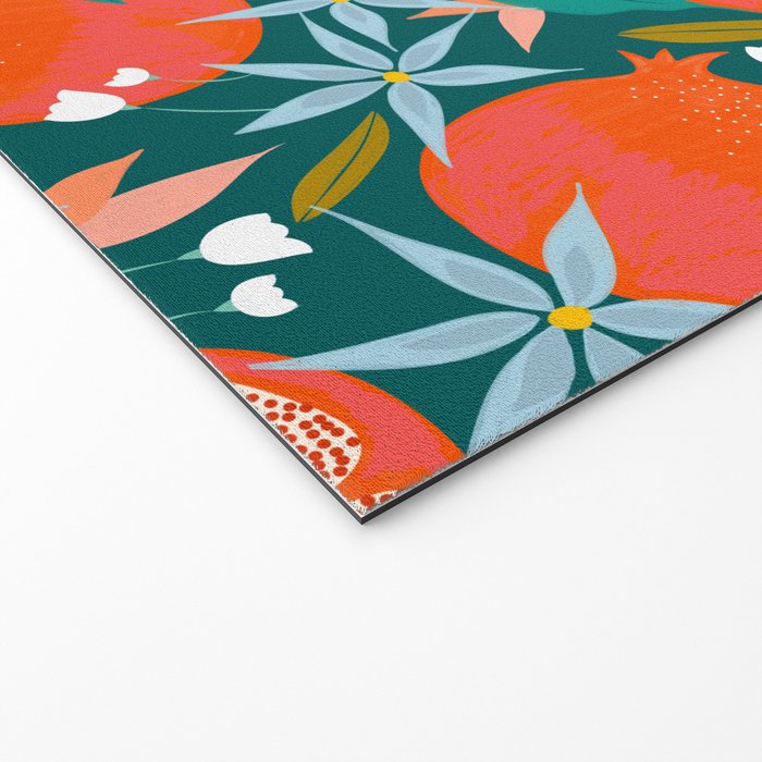 Summer Pomegranate, Tropical Fruit Illustration, Colorful Eclectic Bohemian Juicy Summer Botanical Welcome Mat Gallery Image 2