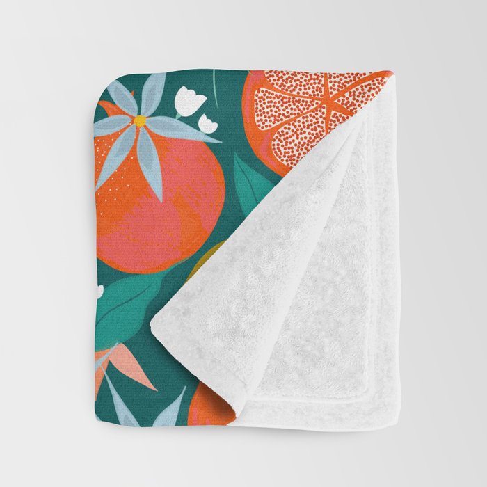 Summer Pomegranate, Tropical Fruit Illustration, Colorful Eclectic Bohemian Juicy Summer Botanical Throw Blanket Gallery Image 3