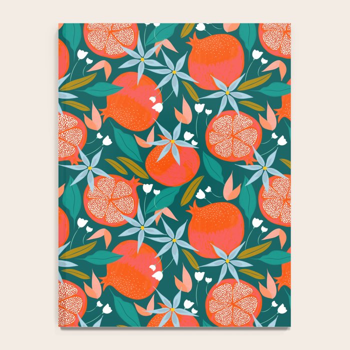 Summer Pomegranate, Tropical Fruit Illustration, Colorful Eclectic Bohemian Juicy Summer Botanical Notebook Gallery Image 4