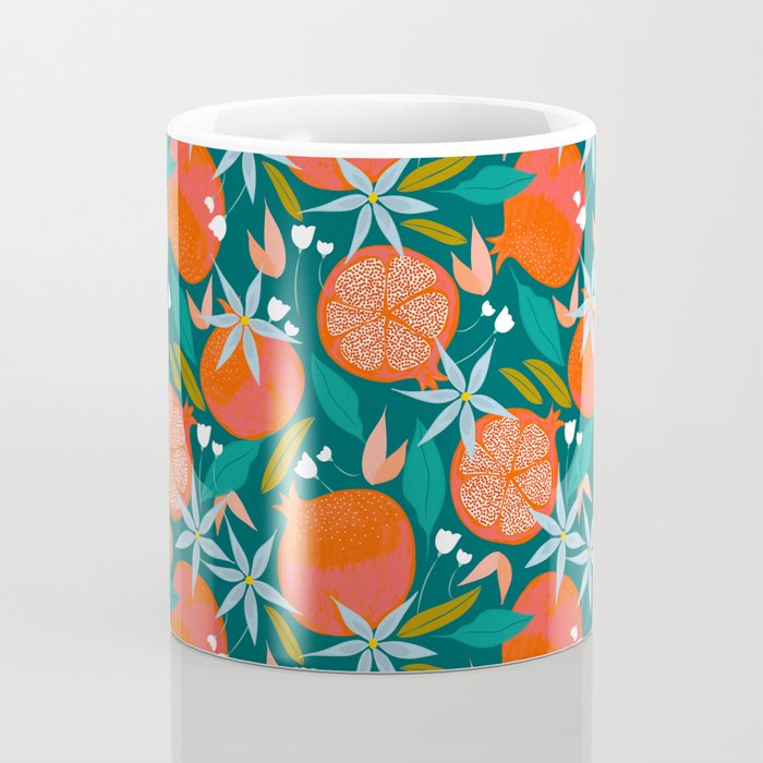 Summer Pomegranate, Tropical Fruit Illustration, Colorful Eclectic Bohemian Juicy Summer Botanical Coffee Mug Gallery Image 4