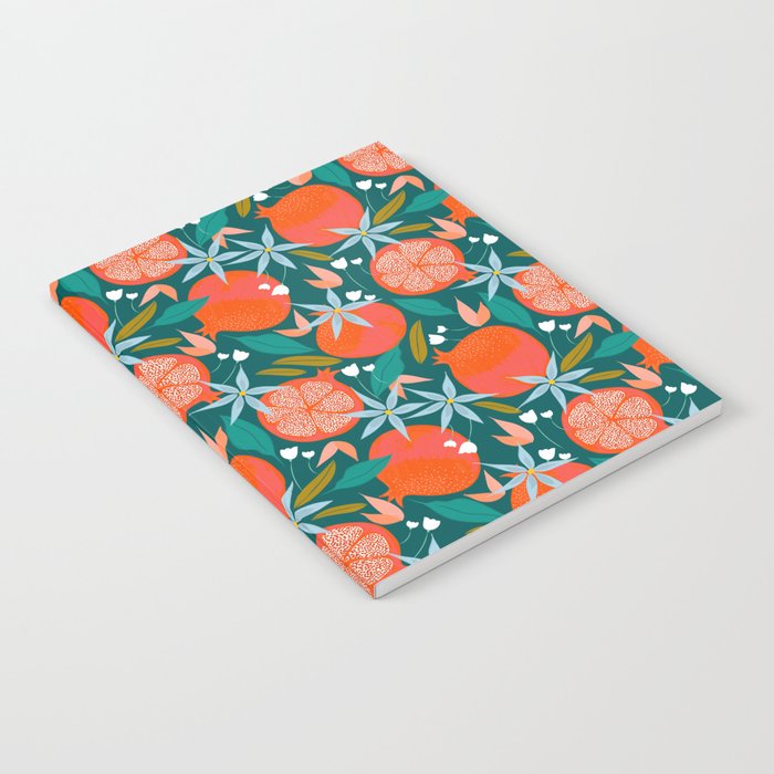 Summer Pomegranate, Tropical Fruit Illustration, Colorful Eclectic Bohemian Juicy Summer Botanical Notebook Gallery Image 2