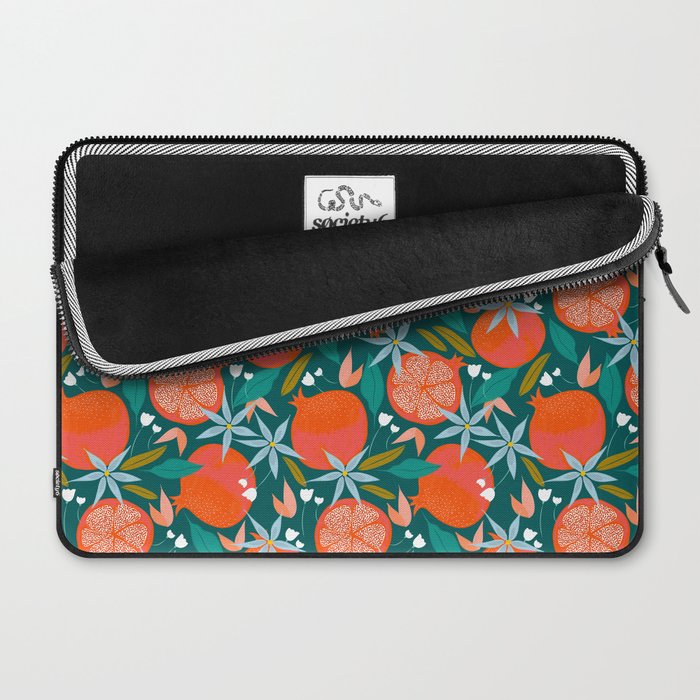 Summer Pomegranate, Tropical Fruit Illustration, Colorful Eclectic Bohemian Juicy Summer Botanical Laptop Sleeve Gallery Image 2